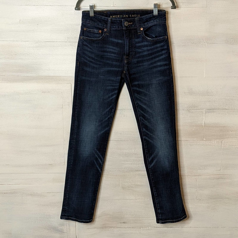 American Eagle Blue Denim Straight Cut 5 Pocket Jeans Size 28"W x 30"L